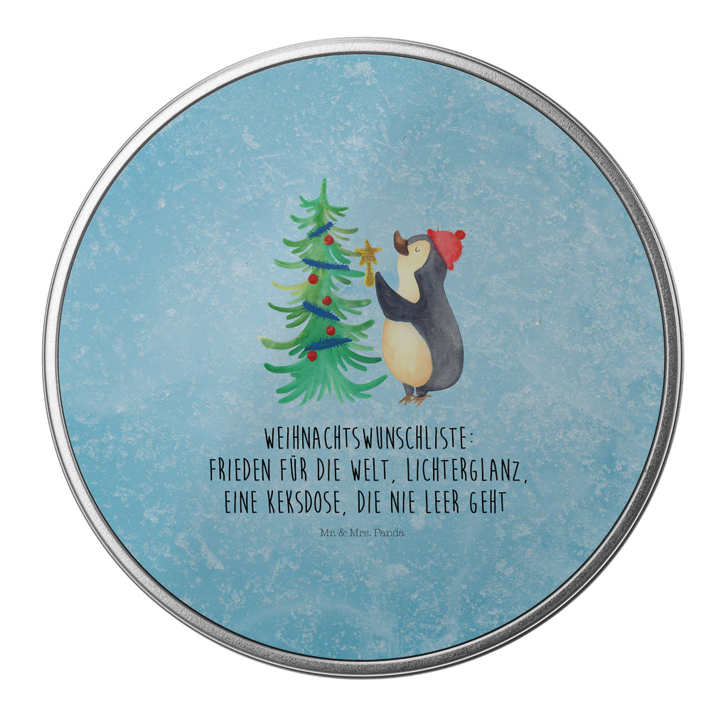 Blechdose rund Pinguin Weihnachtsbaum Metalldose, Keksdose, Dose, Vorratsdose, Geschenkbox, Winter, Weihnachten, Weihnachtsdeko, Nikolaus, Advent, Heiligabend, Wintermotiv, Pinguin