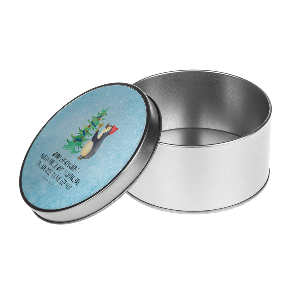 Blechdose rund Pinguin Weihnachtsbaum Metalldose, Keksdose, Dose, Vorratsdose, Geschenkbox, Winter, Weihnachten, Weihnachtsdeko, Nikolaus, Advent, Heiligabend, Wintermotiv, Pinguin