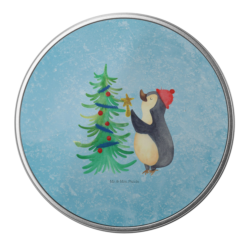 Blechdose rund Pinguin Weihnachtsbaum Metalldose, Keksdose, Dose, Vorratsdose, Geschenkbox, Winter, Weihnachten, Weihnachtsdeko, Nikolaus, Advent, Heiligabend, Wintermotiv, Pinguin