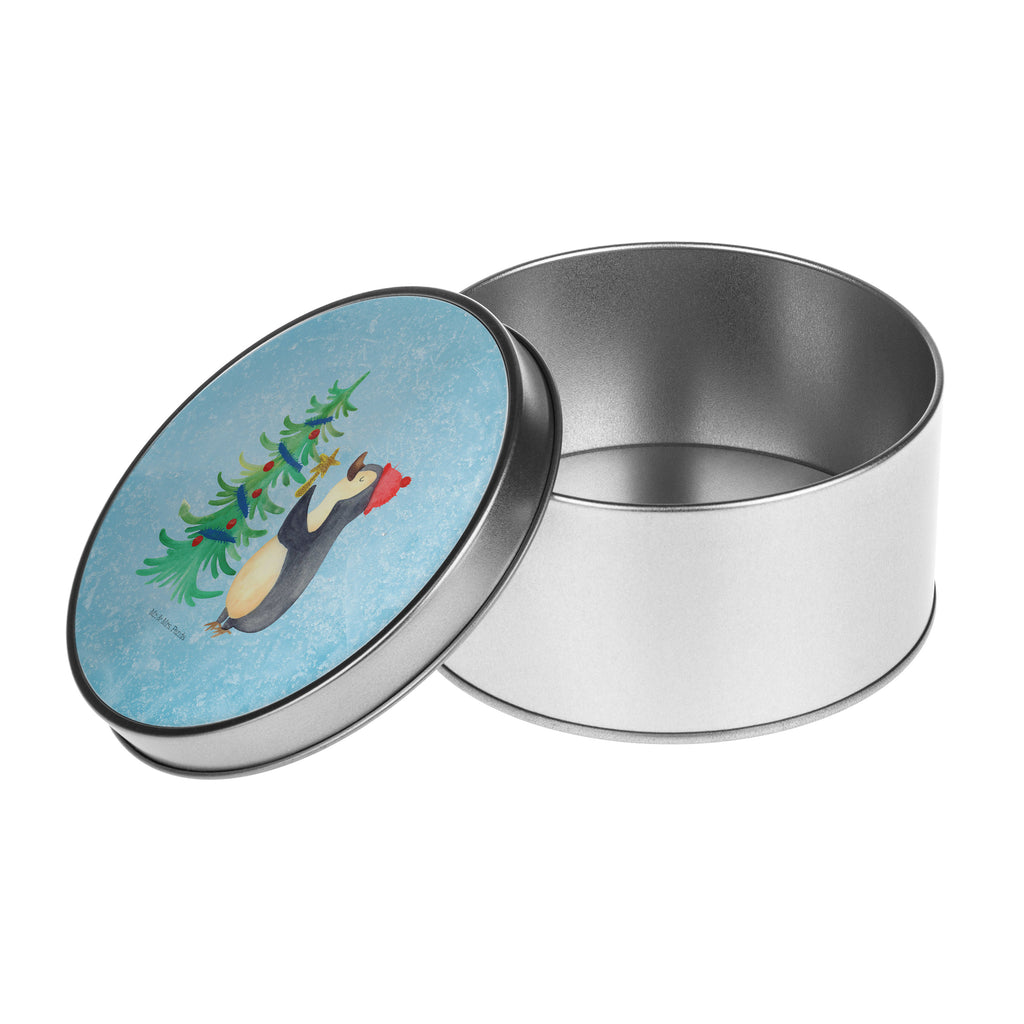Blechdose rund Pinguin Weihnachtsbaum Metalldose, Keksdose, Dose, Vorratsdose, Geschenkbox, Winter, Weihnachten, Weihnachtsdeko, Nikolaus, Advent, Heiligabend, Wintermotiv, Pinguin