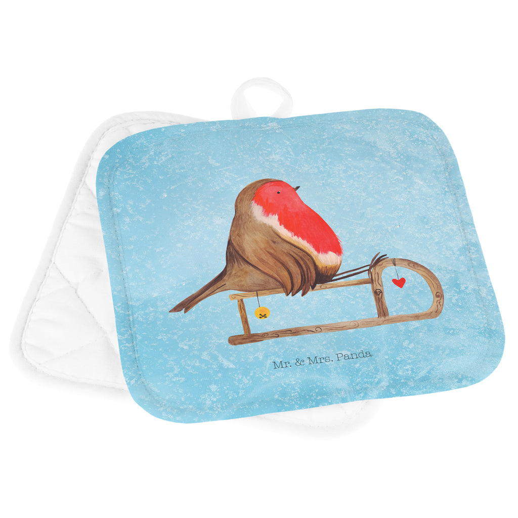 2er Set Topflappen  Rotkehlchen Schlitten Topflappen, Topfuntersetzer, Ofenhandschuh, Topflappen Set, Topflappen lustig, Topflappen mit Spruch, Winter, Weihnachten, Weihnachtsdeko, Nikolaus, Advent, Heiligabend, Wintermotiv, Schlitten, Vogel