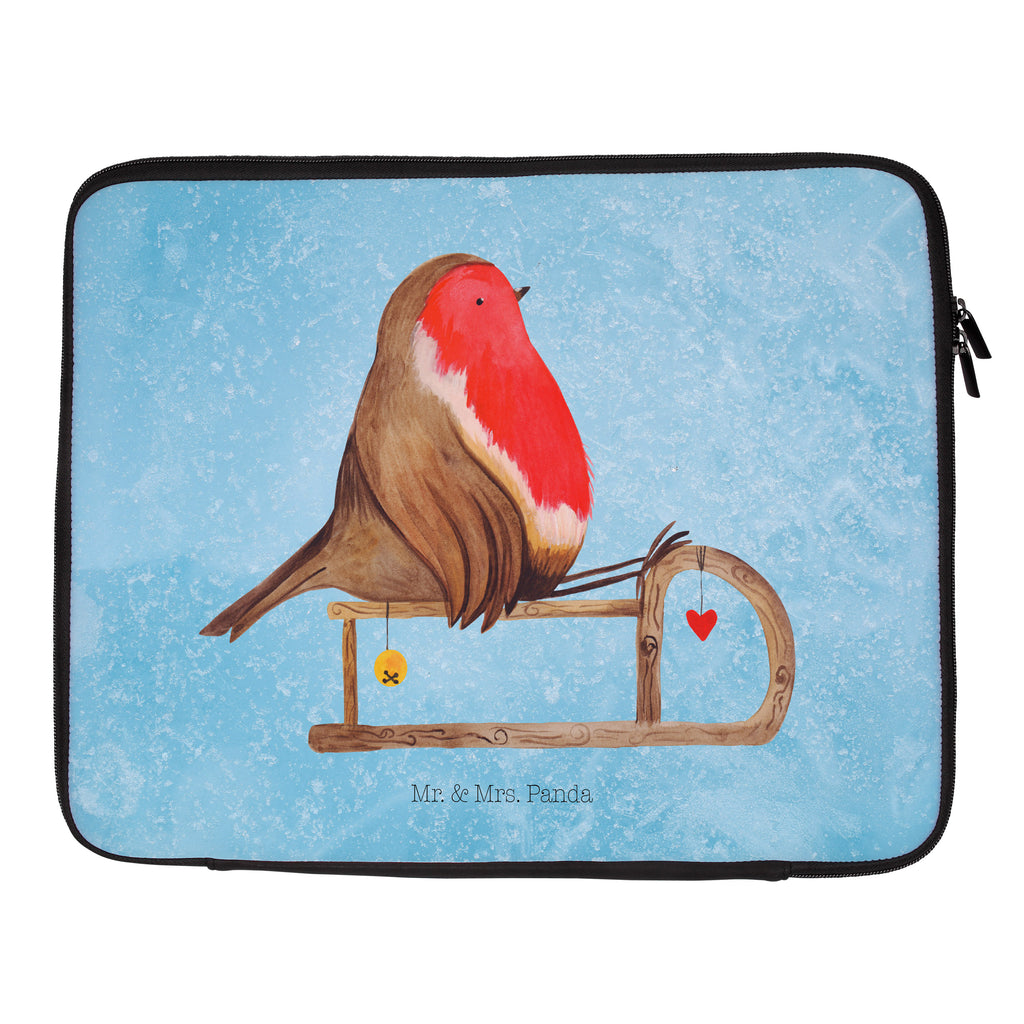 33 x 42 Notebook Tasche Rotkehlchen Schlitten Notebook Tasche, Laptop, Computertasche, Tasche, Schutzhülle, Winter, Weihnachten, Weihnachtsdeko, Nikolaus, Advent, Heiligabend, Wintermotiv, Schlitten, Vogel