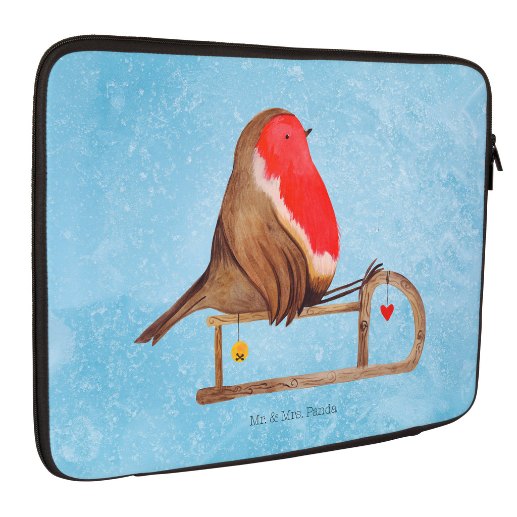 33 x 42 Notebook Tasche Rotkehlchen Schlitten Notebook Tasche, Laptop, Computertasche, Tasche, Schutzhülle, Winter, Weihnachten, Weihnachtsdeko, Nikolaus, Advent, Heiligabend, Wintermotiv, Schlitten, Vogel
