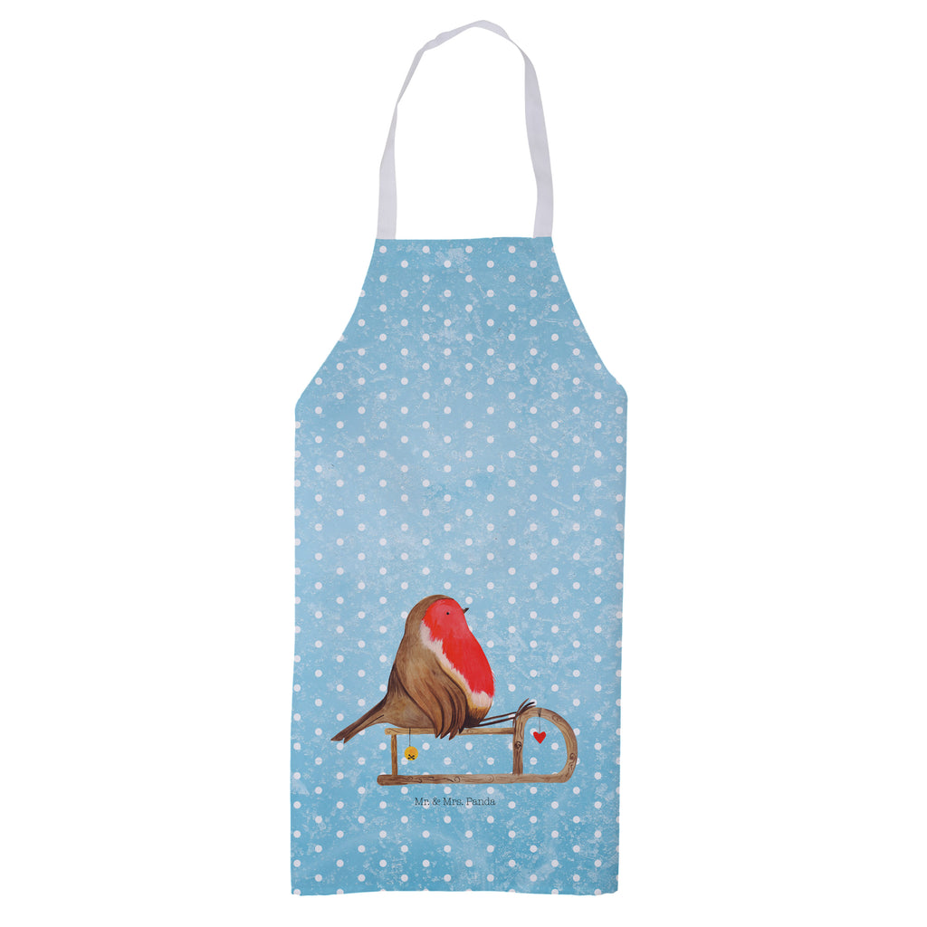 Kochschürze Rotkehlchen Schlitten Schürze, Backschürze, Küchenschürze, Grillschürze, Latzschürze, Winter, Weihnachten, Weihnachtsdeko, Nikolaus, Advent, Heiligabend, Wintermotiv, Schlitten, Vogel