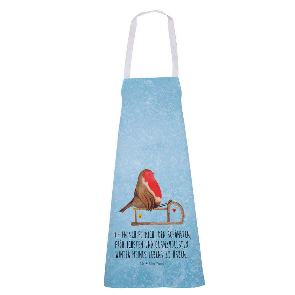 Kochschürze Rotkehlchen Schlitten Schürze, Backschürze, Küchenschürze, Grillschürze, Latzschürze, Winter, Weihnachten, Weihnachtsdeko, Nikolaus, Advent, Heiligabend, Wintermotiv, Schlitten, Vogel