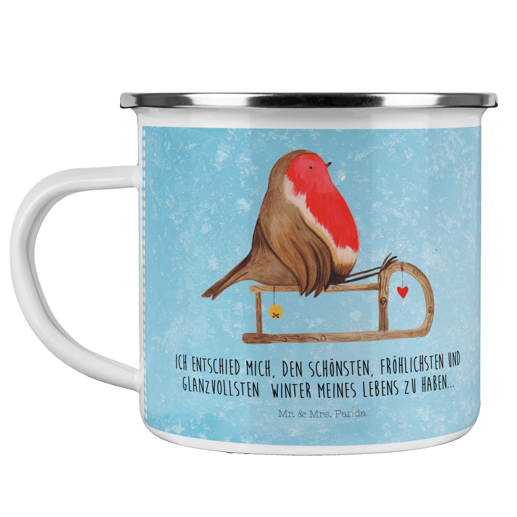 Camping Emaille Tasse Rotkehlchen Schlitten Campingtasse, Trinkbecher, Metalltasse, Outdoor Tasse, Emaille Trinkbecher, Blechtasse Outdoor, Emaille Campingbecher, Edelstahl Trinkbecher, Metalltasse für Camping, Kaffee Blechtasse, Camping Tasse Metall, Winter, Weihnachten, Weihnachtsdeko, Nikolaus, Advent, Heiligabend, Wintermotiv, Schlitten, Vogel