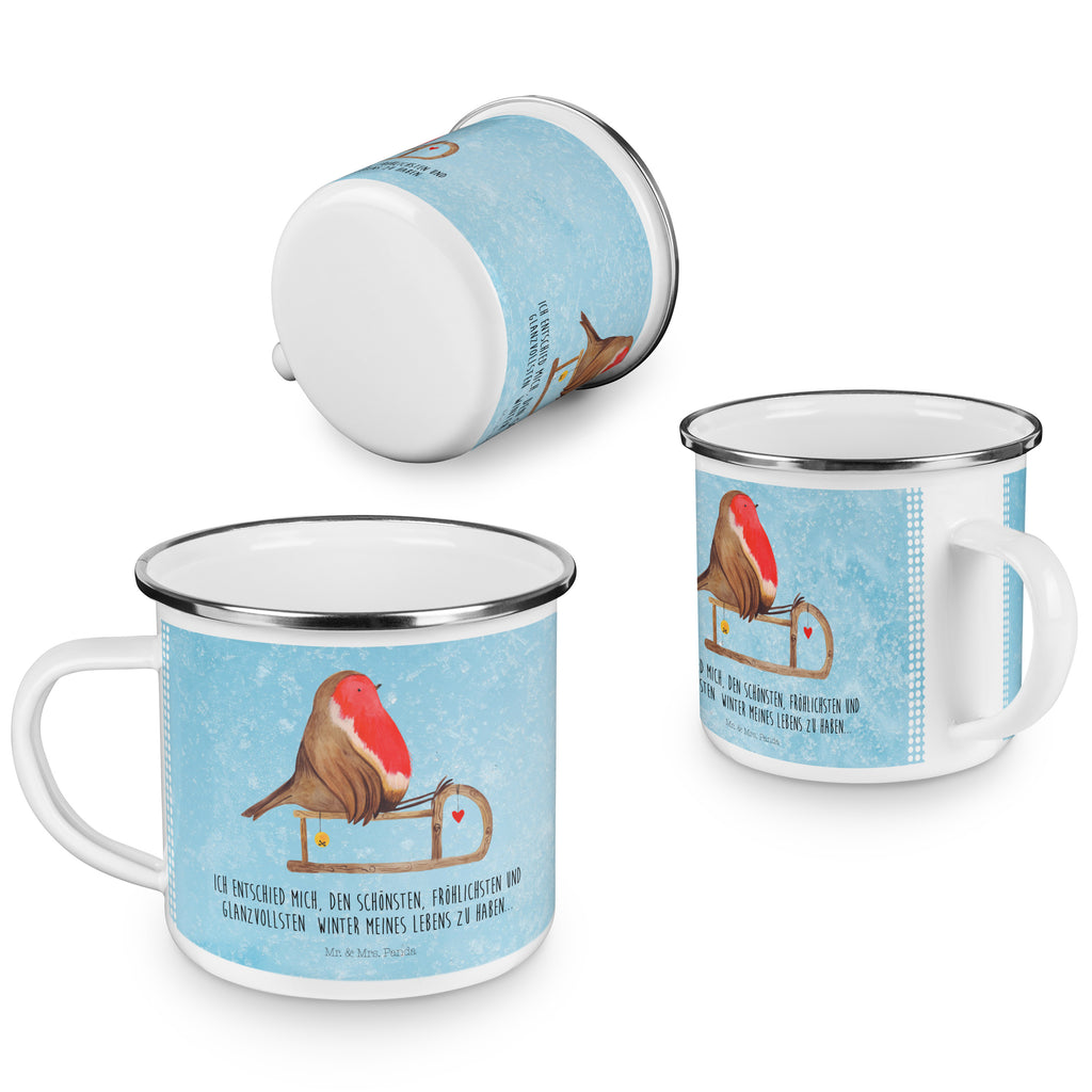 Camping Emaille Tasse Rotkehlchen Schlitten Campingtasse, Trinkbecher, Metalltasse, Outdoor Tasse, Emaille Trinkbecher, Blechtasse Outdoor, Emaille Campingbecher, Edelstahl Trinkbecher, Metalltasse für Camping, Kaffee Blechtasse, Camping Tasse Metall, Winter, Weihnachten, Weihnachtsdeko, Nikolaus, Advent, Heiligabend, Wintermotiv, Schlitten, Vogel