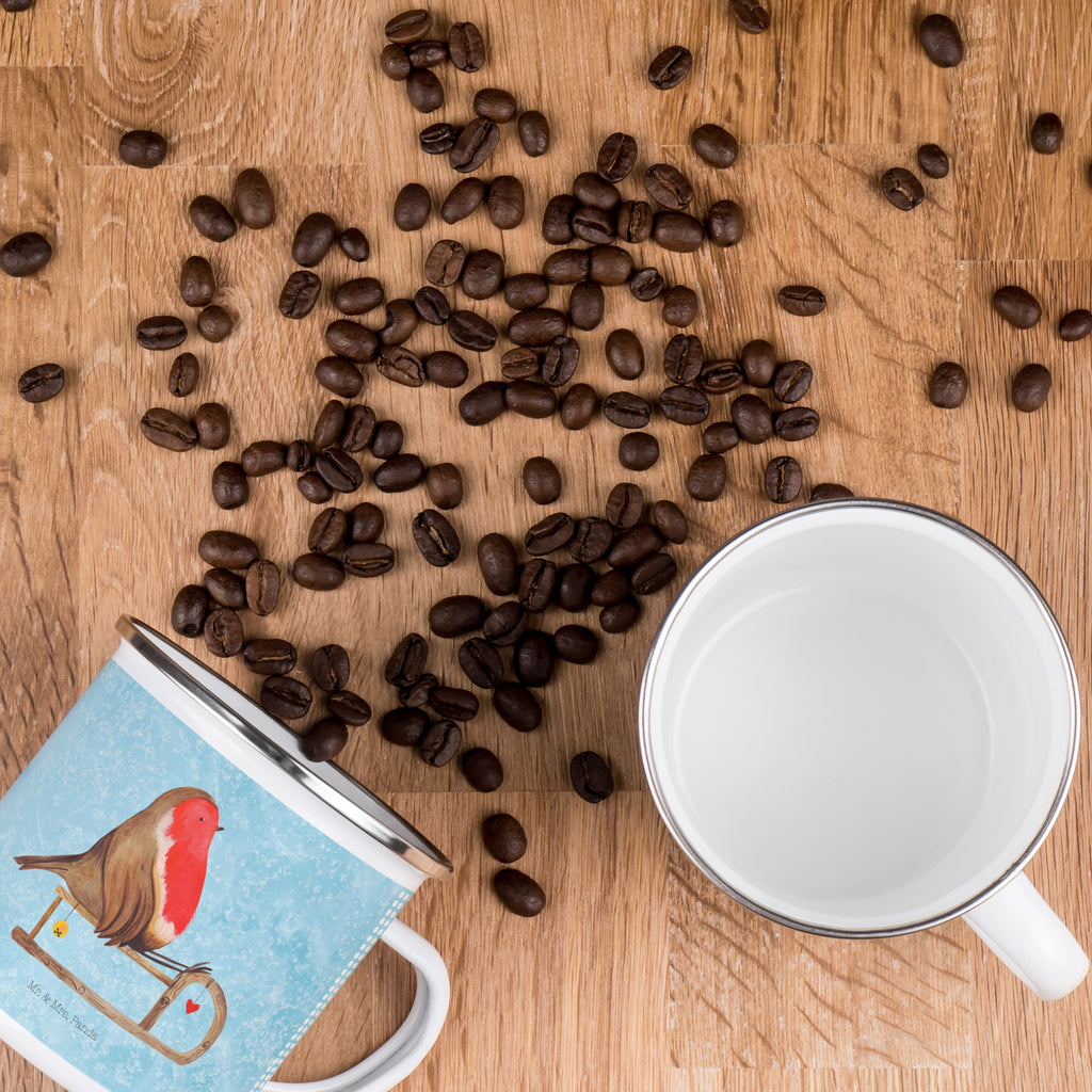 Camping Emaille Tasse Rotkehlchen Schlitten Campingtasse, Trinkbecher, Metalltasse, Outdoor Tasse, Emaille Trinkbecher, Blechtasse Outdoor, Emaille Campingbecher, Edelstahl Trinkbecher, Metalltasse für Camping, Kaffee Blechtasse, Camping Tasse Metall, Winter, Weihnachten, Weihnachtsdeko, Nikolaus, Advent, Heiligabend, Wintermotiv, Schlitten, Vogel