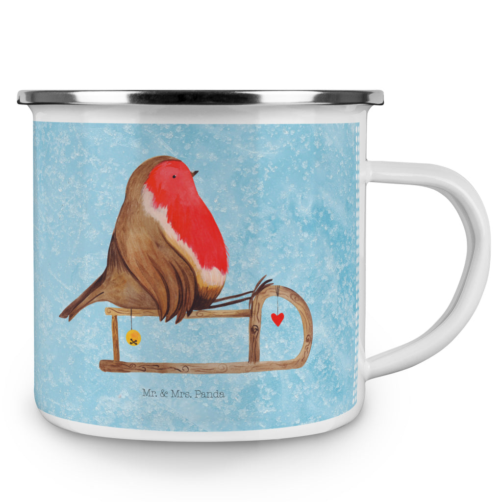 Camping Emaille Tasse Rotkehlchen Schlitten Campingtasse, Trinkbecher, Metalltasse, Outdoor Tasse, Emaille Trinkbecher, Blechtasse Outdoor, Emaille Campingbecher, Edelstahl Trinkbecher, Metalltasse für Camping, Kaffee Blechtasse, Camping Tasse Metall, Winter, Weihnachten, Weihnachtsdeko, Nikolaus, Advent, Heiligabend, Wintermotiv, Schlitten, Vogel