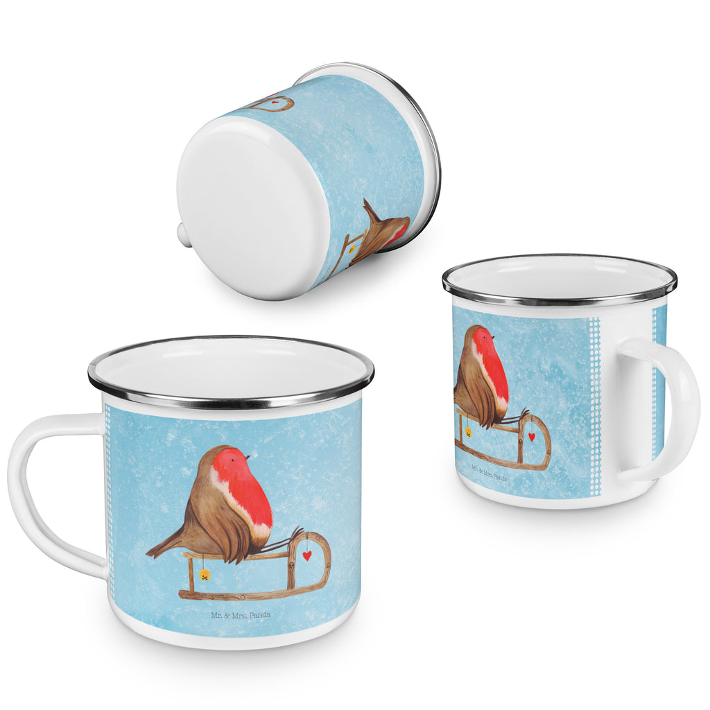 Camping Emaille Tasse Rotkehlchen Schlitten Campingtasse, Trinkbecher, Metalltasse, Outdoor Tasse, Emaille Trinkbecher, Blechtasse Outdoor, Emaille Campingbecher, Edelstahl Trinkbecher, Metalltasse für Camping, Kaffee Blechtasse, Camping Tasse Metall, Winter, Weihnachten, Weihnachtsdeko, Nikolaus, Advent, Heiligabend, Wintermotiv, Schlitten, Vogel