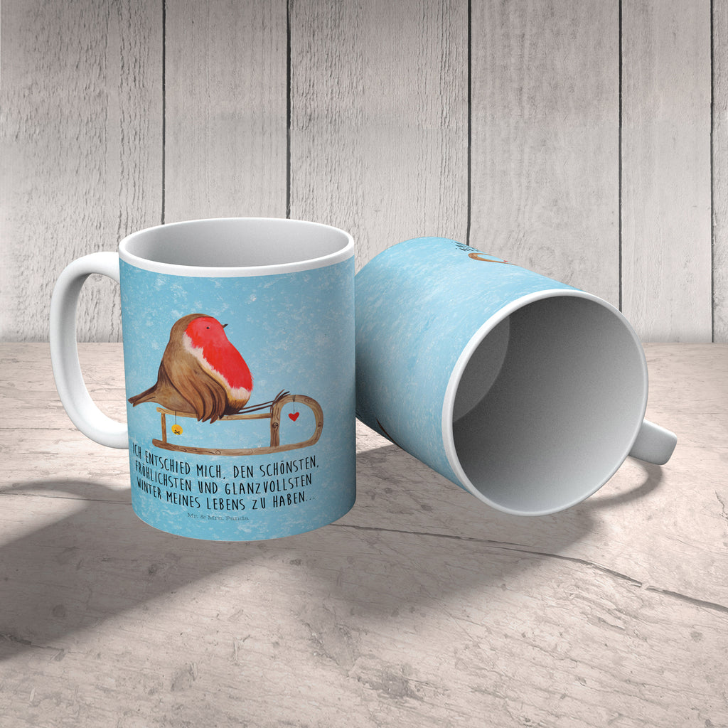 Kindertasse Rotkehlchen Schlitten Kunststoff Tasse, Kindergarten, Tasse, Trinkbecher, Camping Becher, Kaffeetasse, Kunststoffbecher, Kindergartenbecher, Outdoorgeschirr, Kunststoffgeschirr, Reisebecher, Reisetasse, Kinderbecher, Winter, Weihnachten, Weihnachtsdeko, Nikolaus, Advent, Heiligabend, Wintermotiv, Schlitten, Vogel