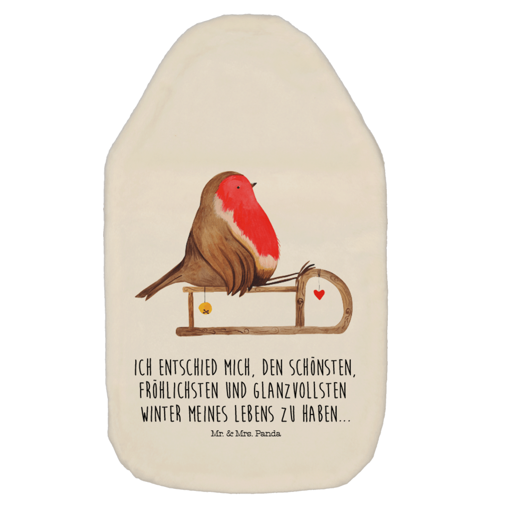 Wärmflasche Rotkehlchen Schlitten Wärmekissen, Kinderwärmflasche, Körnerkissen, Wärmflaschenbezug, Wärmflasche mit Bezug, Winter, Weihnachten, Weihnachtsdeko, Nikolaus, Advent, Heiligabend, Wintermotiv, Schlitten, Vogel
