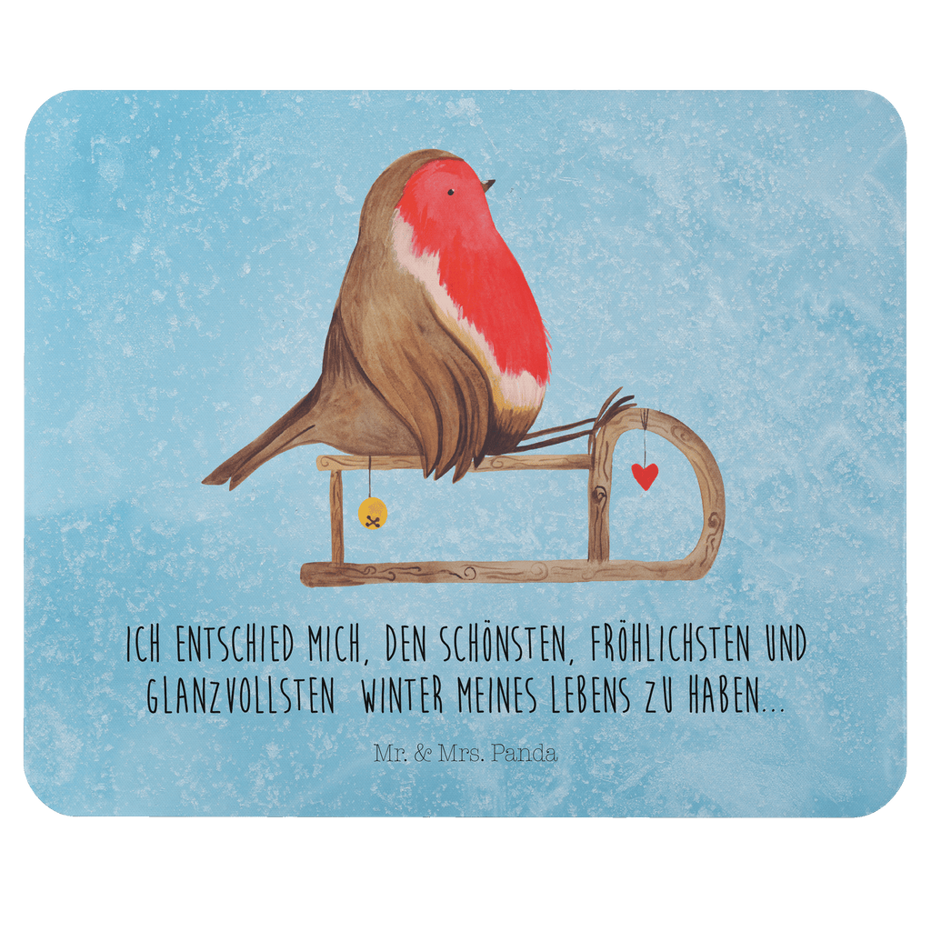 Mauspad Rotkehlchen Schlitten Mousepad, Computer zubehör, Büroausstattung, PC Zubehör, Arbeitszimmer, Mauspad, Einzigartiges Mauspad, Designer Mauspad, Winter, Weihnachten, Weihnachtsdeko, Nikolaus, Advent, Heiligabend, Wintermotiv, Schlitten, Vogel