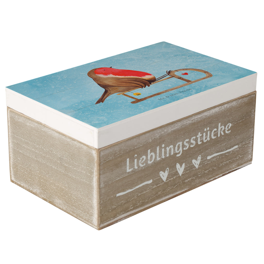 Holzkiste Rotkehlchen Schlitten Holzkiste, Kiste, Schatzkiste, Truhe, Schatulle, XXL, Erinnerungsbox, Erinnerungskiste, Dekokiste, Aufbewahrungsbox, Winter, Weihnachten, Weihnachtsdeko, Nikolaus, Advent, Heiligabend, Wintermotiv, Schlitten, Vogel