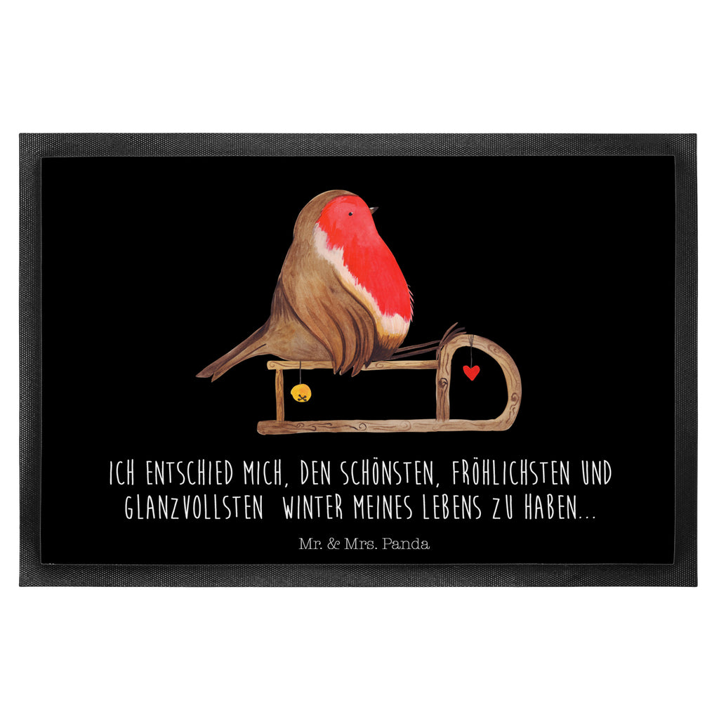 Fußmatte Rotkehlchen Schlitten Weihnachten, Schlitten, Vogel Türvorleger, Schmutzmatte, Fußabtreter, Matte, Schmutzfänger, Fußabstreifer, Schmutzfangmatte, Türmatte, Motivfußmatte,  Haustürmatte, Vorleger  Winter, Weihnachten, Weihnachtsdeko, Nikolaus, Advent, Heiligabend, Wintermotiv