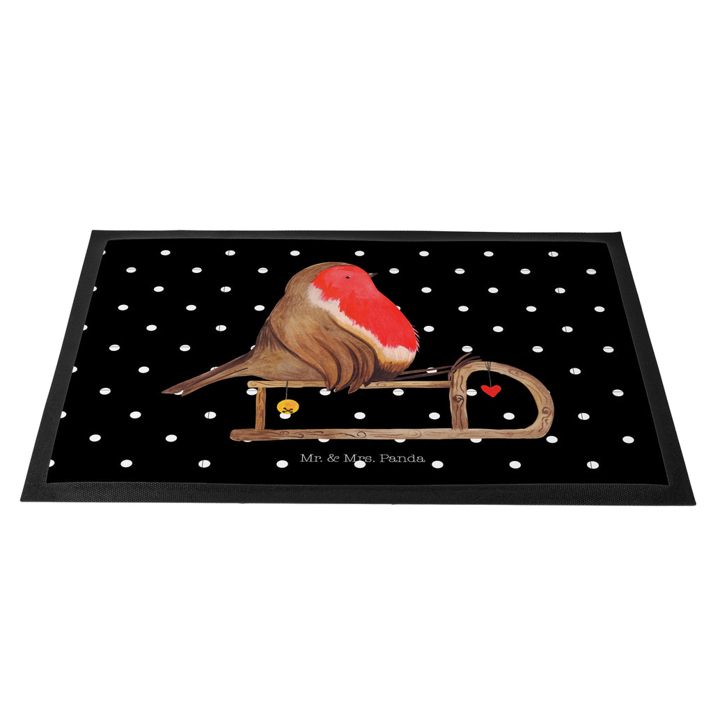 Fußmatte Rotkehlchen Schlitten Weihnachten, Schlitten, Vogel Türvorleger, Schmutzmatte, Fußabtreter, Matte, Schmutzfänger, Fußabstreifer, Schmutzfangmatte, Türmatte, Motivfußmatte,  Haustürmatte, Vorleger  Winter, Weihnachten, Weihnachtsdeko, Nikolaus, Advent, Heiligabend, Wintermotiv