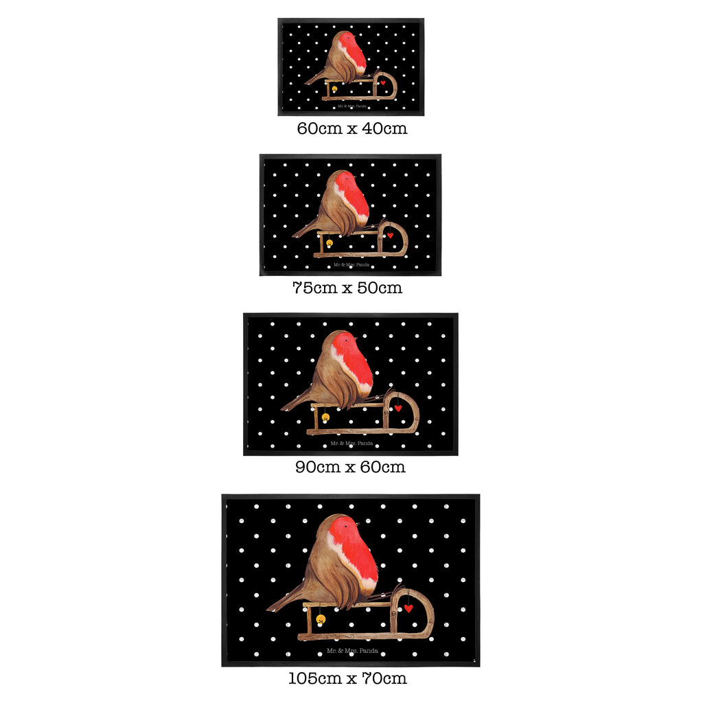 Fußmatte Rotkehlchen Schlitten Weihnachten, Schlitten, Vogel Türvorleger, Schmutzmatte, Fußabtreter, Matte, Schmutzfänger, Fußabstreifer, Schmutzfangmatte, Türmatte, Motivfußmatte,  Haustürmatte, Vorleger  Winter, Weihnachten, Weihnachtsdeko, Nikolaus, Advent, Heiligabend, Wintermotiv