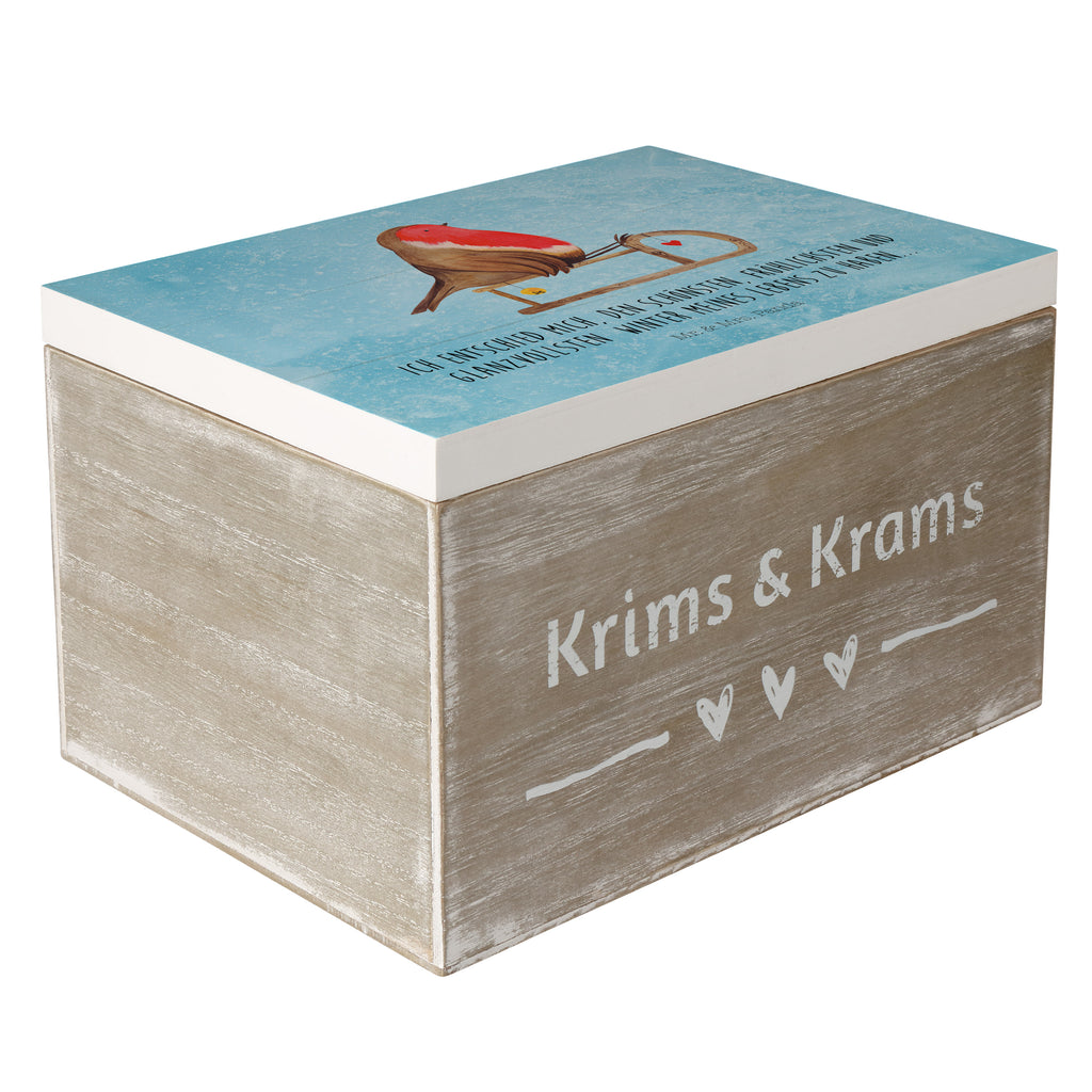 Holzkiste Rotkehlchen Schlitten Holzkiste, Kiste, Schatzkiste, Truhe, Schatulle, XXL, Erinnerungsbox, Erinnerungskiste, Dekokiste, Aufbewahrungsbox, Winter, Weihnachten, Weihnachtsdeko, Nikolaus, Advent, Heiligabend, Wintermotiv, Schlitten, Vogel