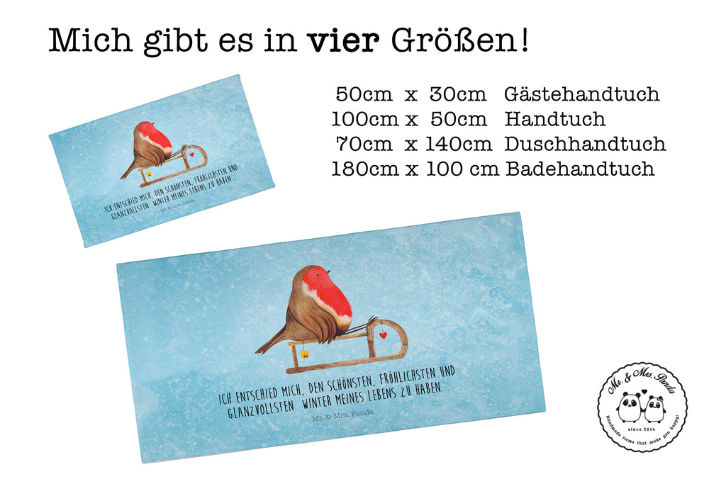 50 x 100 Handtuch Rotkehlchen Schlitten Handtuch, Badehandtuch, Badezimmer, Handtücher, groß, Kinder, Baby, Winter, Weihnachten, Weihnachtsdeko, Nikolaus, Advent, Heiligabend, Wintermotiv, Schlitten, Vogel