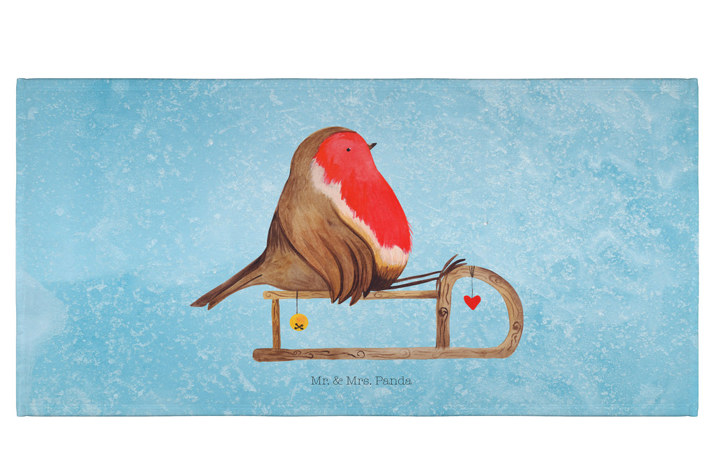 50 x 100 Handtuch Rotkehlchen Schlitten Handtuch, Badehandtuch, Badezimmer, Handtücher, groß, Kinder, Baby, Winter, Weihnachten, Weihnachtsdeko, Nikolaus, Advent, Heiligabend, Wintermotiv, Schlitten, Vogel