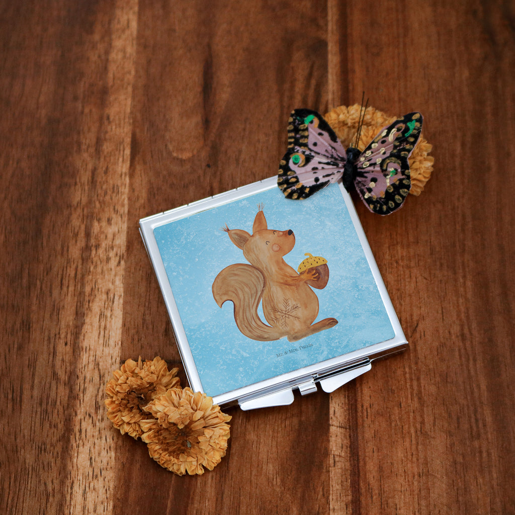 Handtaschenspiegel quadratisch Eichhörnchen Weihnachtszeit Spiegel, Handtasche, Quadrat, silber, schminken, Schminkspiegel, Winter, Weihnachten, Weihnachtsdeko, Nikolaus, Advent, Heiligabend, Wintermotiv, Frohe Weihnachten, Frohes neues Jahr, Guten Rutsch, Weihnachtsmotiv, Weihnachtsgruß, Neujahr, Vogel