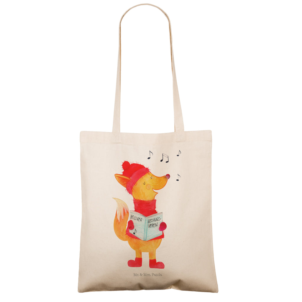 Tragetasche Fuchs Sänger Beuteltasche, Beutel, Einkaufstasche, Jutebeutel, Stoffbeutel, Winter, Weihnachten, Weihnachtsdeko, Nikolaus, Advent, Heiligabend, Wintermotiv, Fuchs, Füchse, Sänger, Geschenk Sänger, Singen, Weihnachtslieder