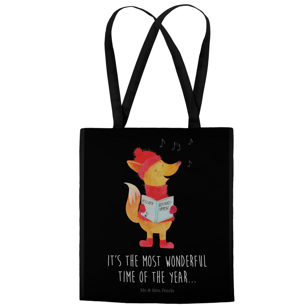 Tragetasche Fuchs Sänger Beuteltasche, Beutel, Einkaufstasche, Jutebeutel, Stoffbeutel, Winter, Weihnachten, Weihnachtsdeko, Nikolaus, Advent, Heiligabend, Wintermotiv, Fuchs, Füchse, Sänger, Geschenk Sänger, Singen, Weihnachtslieder