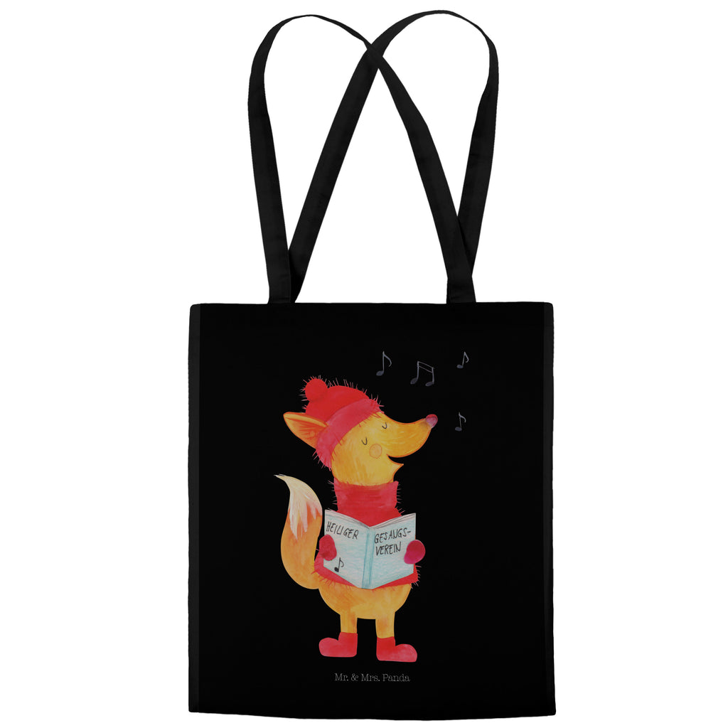 Tragetasche Fuchs Sänger Beuteltasche, Beutel, Einkaufstasche, Jutebeutel, Stoffbeutel, Winter, Weihnachten, Weihnachtsdeko, Nikolaus, Advent, Heiligabend, Wintermotiv, Fuchs, Füchse, Sänger, Geschenk Sänger, Singen, Weihnachtslieder