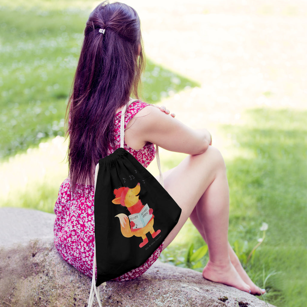 Sportbeutel Fuchs Sänger Turnbeutel, Beutel, Sporttasche, Tasche, Stoffbeutel, Winter, Weihnachten, Weihnachtsdeko, Nikolaus, Advent, Heiligabend, Wintermotiv, Fuchs, Füchse, Sänger, Geschenk Sänger, Singen, Weihnachtslieder