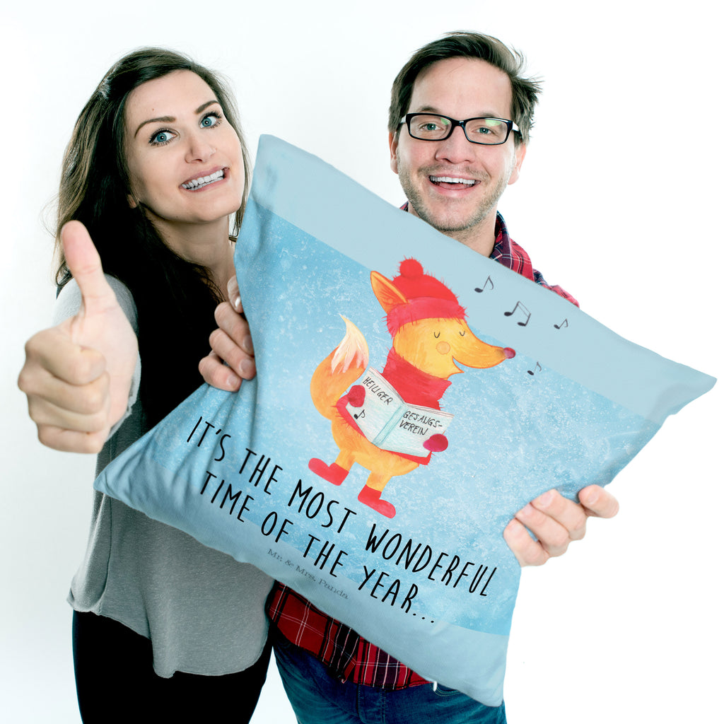 40x40 Kissen Fuchs Sänger Kissenhülle, Kopfkissen, Sofakissen, Dekokissen, Motivkissen, Winter, Weihnachten, Weihnachtsdeko, Nikolaus, Advent, Heiligabend, Wintermotiv, Fuchs, Füchse, Sänger, Geschenk Sänger, Singen, Weihnachtslieder