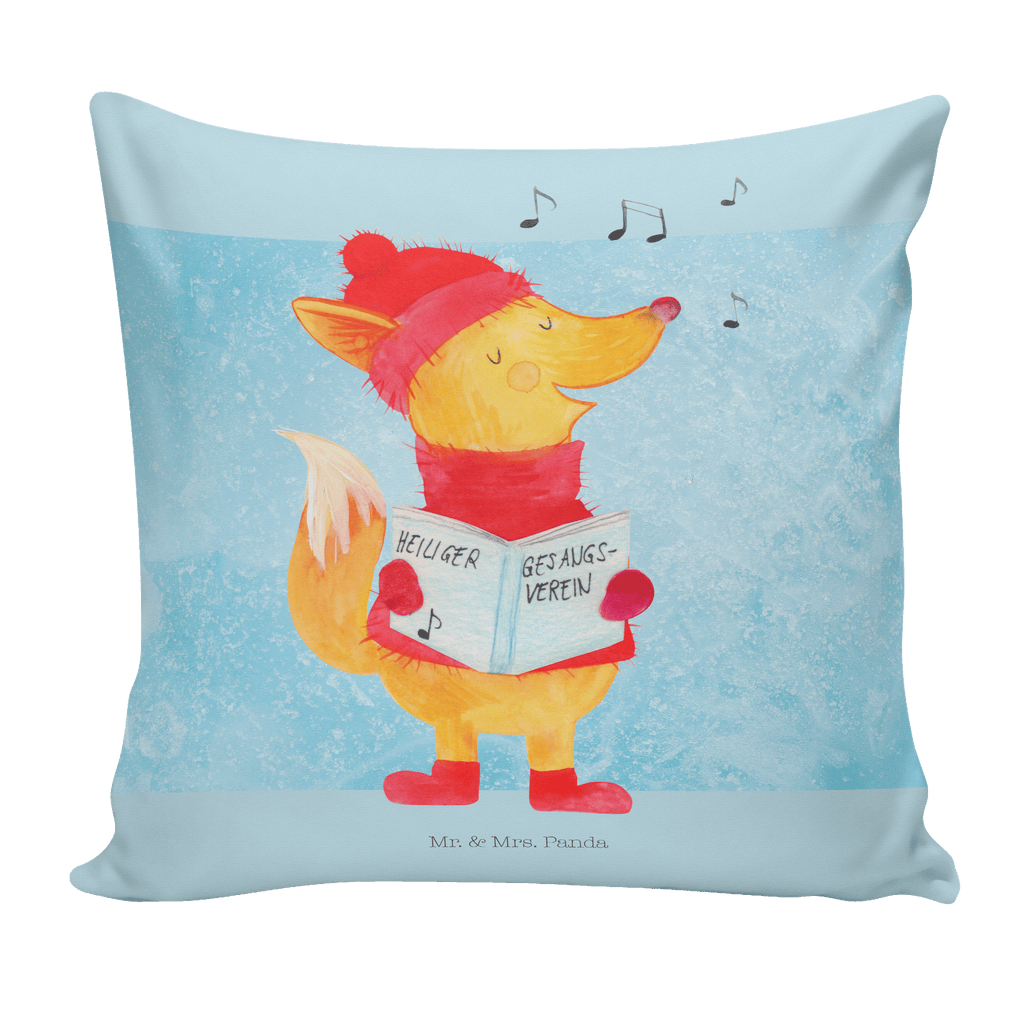 40x40 Kissen Fuchs Sänger Kissenhülle, Kopfkissen, Sofakissen, Dekokissen, Motivkissen, Winter, Weihnachten, Weihnachtsdeko, Nikolaus, Advent, Heiligabend, Wintermotiv, Fuchs, Füchse, Sänger, Geschenk Sänger, Singen, Weihnachtslieder