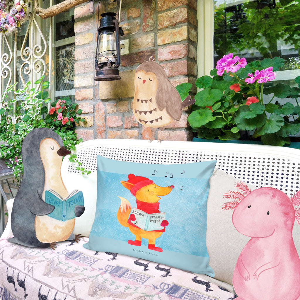 40x40 Kissen Fuchs Sänger Kissenhülle, Kopfkissen, Sofakissen, Dekokissen, Motivkissen, Winter, Weihnachten, Weihnachtsdeko, Nikolaus, Advent, Heiligabend, Wintermotiv, Fuchs, Füchse, Sänger, Geschenk Sänger, Singen, Weihnachtslieder