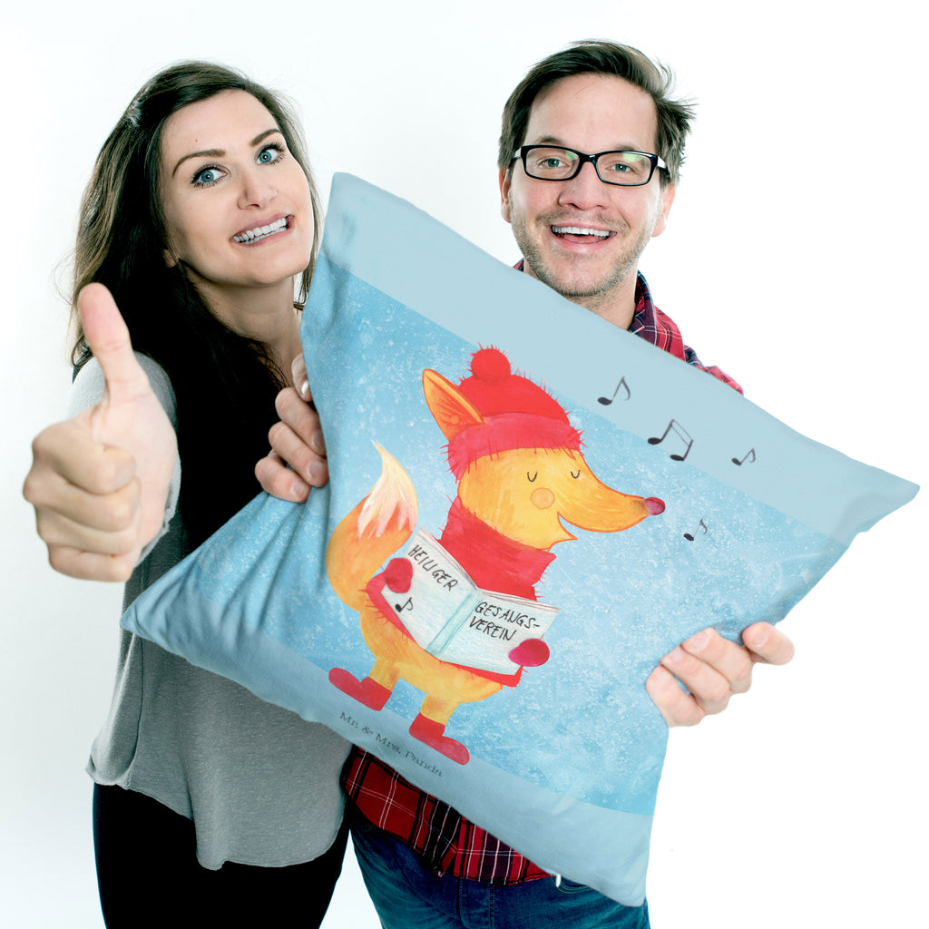 40x40 Kissen Fuchs Sänger Kissenhülle, Kopfkissen, Sofakissen, Dekokissen, Motivkissen, Winter, Weihnachten, Weihnachtsdeko, Nikolaus, Advent, Heiligabend, Wintermotiv, Fuchs, Füchse, Sänger, Geschenk Sänger, Singen, Weihnachtslieder