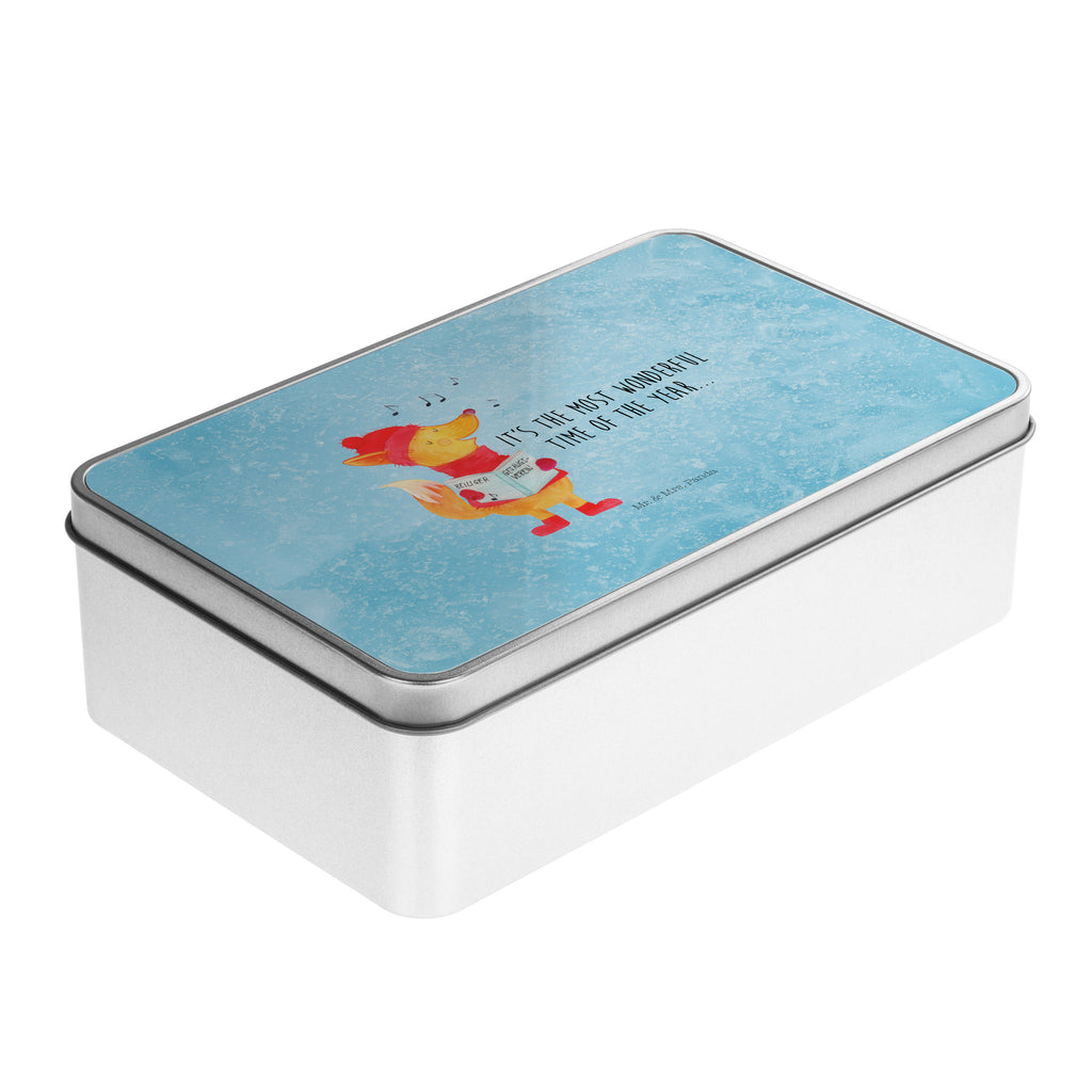 Metalldose rechteckig Fuchs Sänger Blechdose, Metalldose, Blechbox, Container, Keksdose, Vorratsdose, Vorratsbox, Döschen, Versperbox, Vesperdose, Aufbewahrungsdose, Aufbewahrungsbox, Aluminiumdose, Dose, Winter, Weihnachten, Weihnachtsdeko, Nikolaus, Advent, Heiligabend, Wintermotiv, Fuchs, Füchse, Sänger, Geschenk Sänger, Singen, Weihnachtslieder