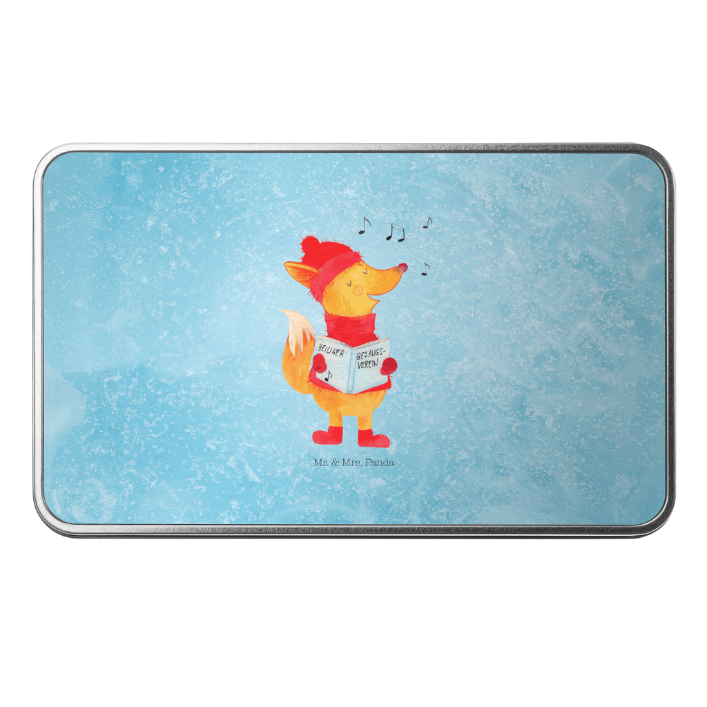 Metalldose rechteckig Fuchs Sänger Blechdose, Metalldose, Blechbox, Container, Keksdose, Vorratsdose, Vorratsbox, Döschen, Versperbox, Vesperdose, Aufbewahrungsdose, Aufbewahrungsbox, Aluminiumdose, Dose, Winter, Weihnachten, Weihnachtsdeko, Nikolaus, Advent, Heiligabend, Wintermotiv, Fuchs, Füchse, Sänger, Geschenk Sänger, Singen, Weihnachtslieder