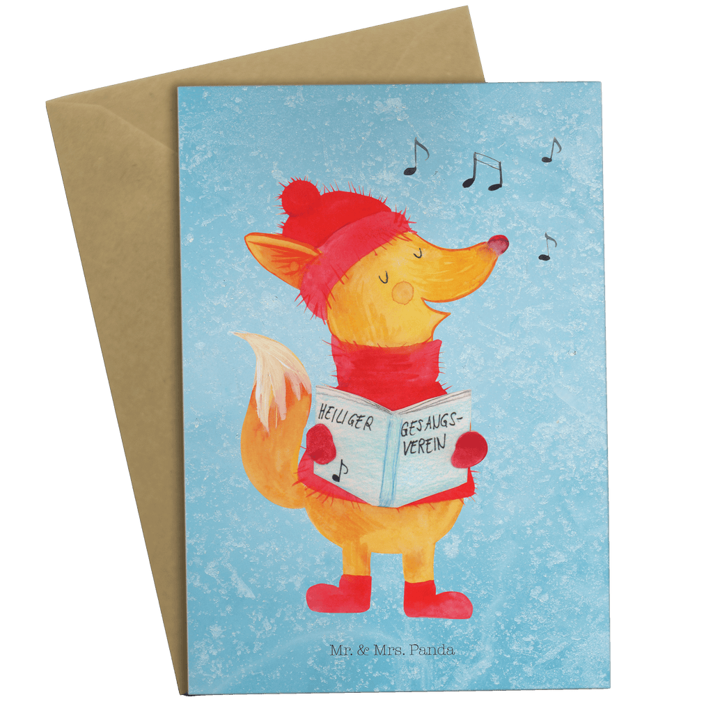 Grußkarte Fuchs Sänger Klappkarte, Einladungskarte, Glückwunschkarte, Hochzeitskarte, Geburtstagskarte, Karte, Winter, Weihnachten, Weihnachtsdeko, Nikolaus, Advent, Heiligabend, Wintermotiv, Fuchs, Füchse, Sänger, Geschenk Sänger, Singen, Weihnachtslieder