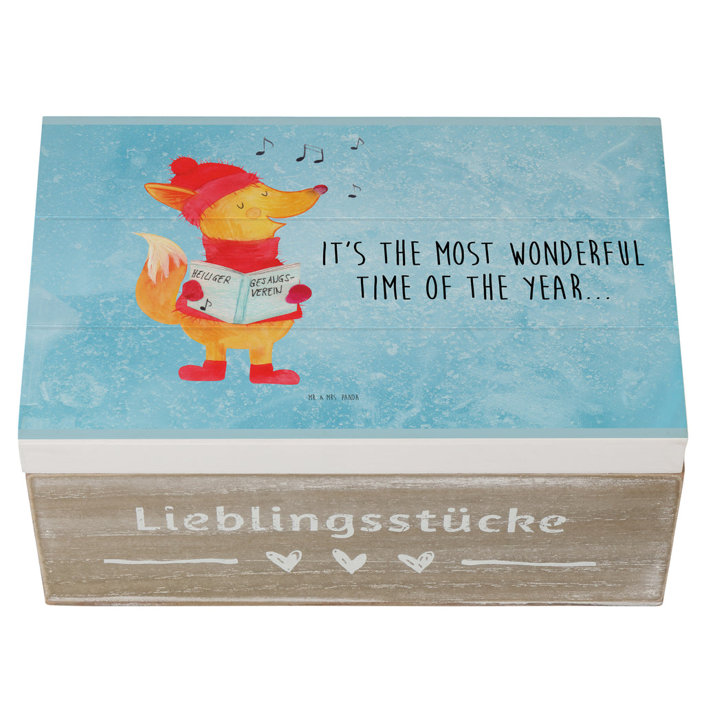 Holzkiste Fuchs Sänger Holzkiste, Kiste, Schatzkiste, Truhe, Schatulle, XXL, Erinnerungsbox, Erinnerungskiste, Dekokiste, Aufbewahrungsbox, Winter, Weihnachten, Weihnachtsdeko, Nikolaus, Advent, Heiligabend, Wintermotiv, Fuchs, Füchse, Sänger, Geschenk Sänger, Singen, Weihnachtslieder
