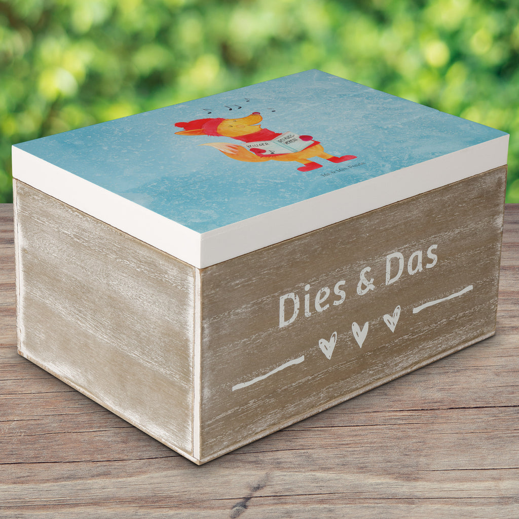 Holzkiste Fuchs Sänger Holzkiste, Kiste, Schatzkiste, Truhe, Schatulle, XXL, Erinnerungsbox, Erinnerungskiste, Dekokiste, Aufbewahrungsbox, Winter, Weihnachten, Weihnachtsdeko, Nikolaus, Advent, Heiligabend, Wintermotiv, Fuchs, Füchse, Sänger, Geschenk Sänger, Singen, Weihnachtslieder