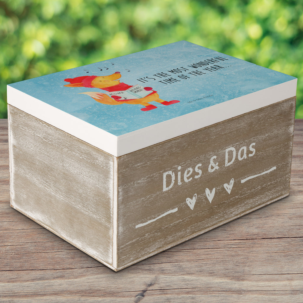 Holzkiste Fuchs Sänger Holzkiste, Kiste, Schatzkiste, Truhe, Schatulle, XXL, Erinnerungsbox, Erinnerungskiste, Dekokiste, Aufbewahrungsbox, Winter, Weihnachten, Weihnachtsdeko, Nikolaus, Advent, Heiligabend, Wintermotiv, Fuchs, Füchse, Sänger, Geschenk Sänger, Singen, Weihnachtslieder