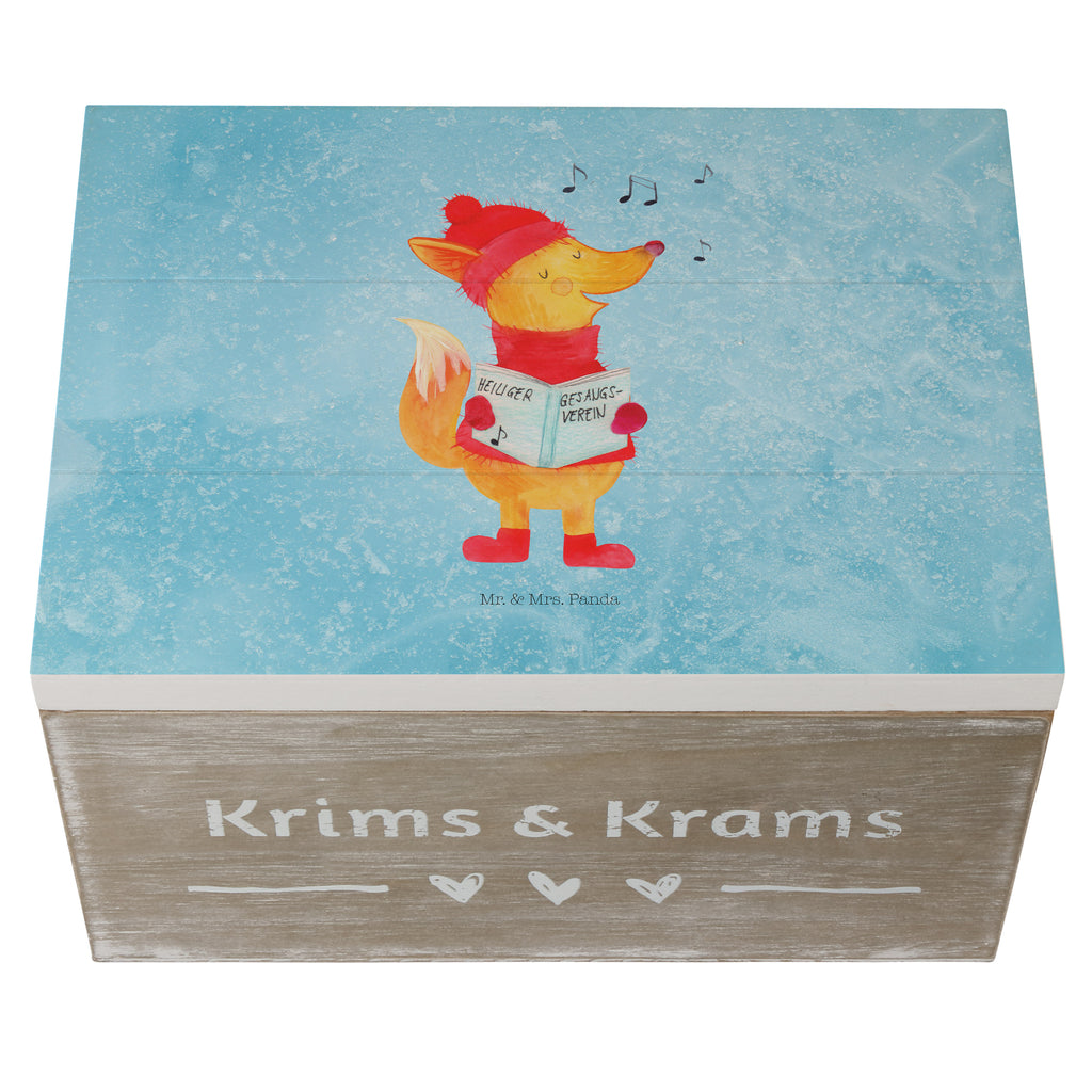 Holzkiste Fuchs Sänger Holzkiste, Kiste, Schatzkiste, Truhe, Schatulle, XXL, Erinnerungsbox, Erinnerungskiste, Dekokiste, Aufbewahrungsbox, Winter, Weihnachten, Weihnachtsdeko, Nikolaus, Advent, Heiligabend, Wintermotiv, Fuchs, Füchse, Sänger, Geschenk Sänger, Singen, Weihnachtslieder