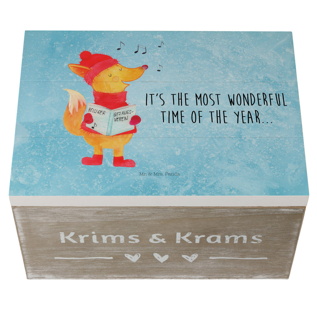 Holzkiste Fuchs Sänger Holzkiste, Kiste, Schatzkiste, Truhe, Schatulle, XXL, Erinnerungsbox, Erinnerungskiste, Dekokiste, Aufbewahrungsbox, Winter, Weihnachten, Weihnachtsdeko, Nikolaus, Advent, Heiligabend, Wintermotiv, Fuchs, Füchse, Sänger, Geschenk Sänger, Singen, Weihnachtslieder