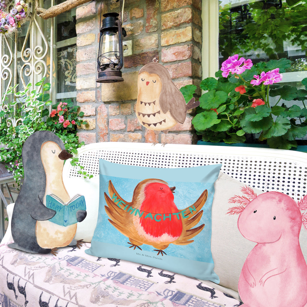 40x40 Kissen Rotkehlchen Weihnachten Kissenhülle, Kopfkissen, Sofakissen, Dekokissen, Motivkissen, Winter, Weihnachten, Weihnachtsdeko, Nikolaus, Advent, Heiligabend, Wintermotiv, Frohe Weihnachten, Weihnachtsmotiv, Weihnachtsgruß, Vogel, xmas