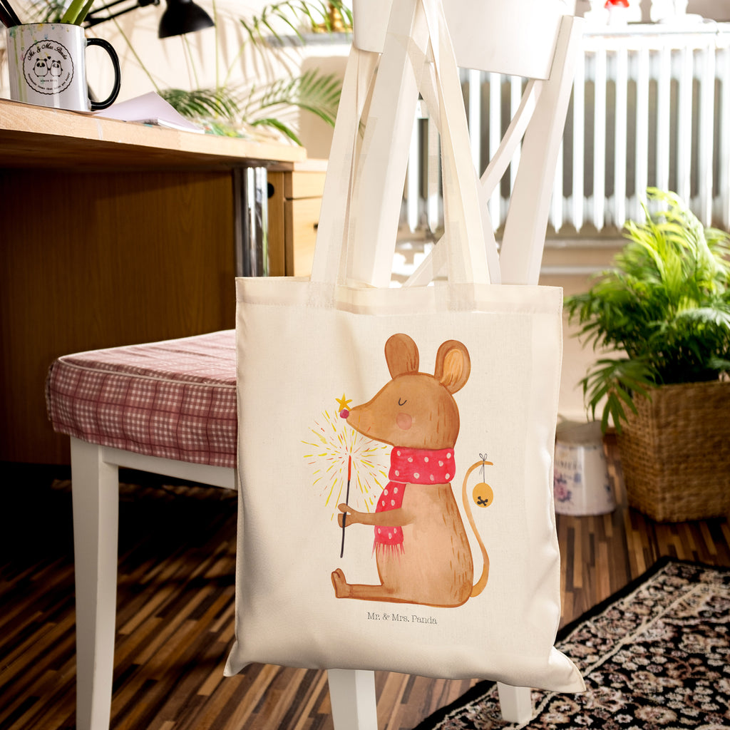 Tragetasche Weihnachtsmaus Beuteltasche, Beutel, Einkaufstasche, Jutebeutel, Stoffbeutel, Winter, Weihnachten, Weihnachtsdeko, Nikolaus, Advent, Heiligabend, Wintermotiv, Frohe Weihnachten, Weihnachtsgruß, Weihnachtsmotiv, Maus, Mäuschen, Weihnachtswunder