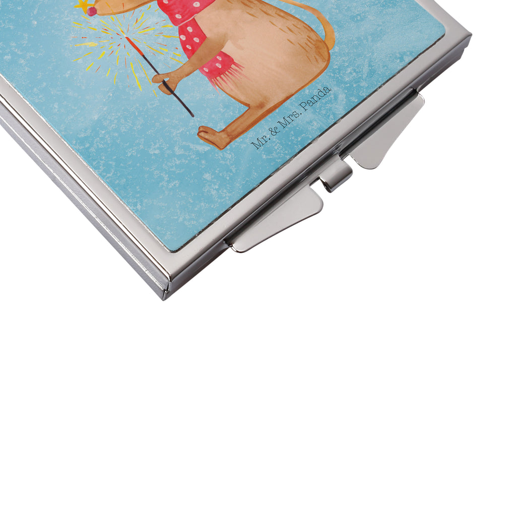 Handtaschenspiegel quadratisch Weihnachtsmaus Spiegel, Handtasche, Quadrat, silber, schminken, Schminkspiegel, Winter, Weihnachten, Weihnachtsdeko, Nikolaus, Advent, Heiligabend, Wintermotiv, Frohe Weihnachten, Weihnachtsgruß, Weihnachtsmotiv, Maus, Mäuschen, Weihnachtswunder