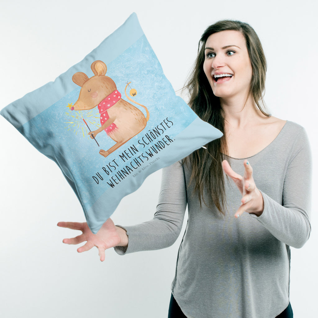 40x40 Kissen Weihnachtsmaus Kissenhülle, Kopfkissen, Sofakissen, Dekokissen, Motivkissen, Winter, Weihnachten, Weihnachtsdeko, Nikolaus, Advent, Heiligabend, Wintermotiv, Frohe Weihnachten, Weihnachtsgruß, Weihnachtsmotiv, Maus, Mäuschen, Weihnachtswunder