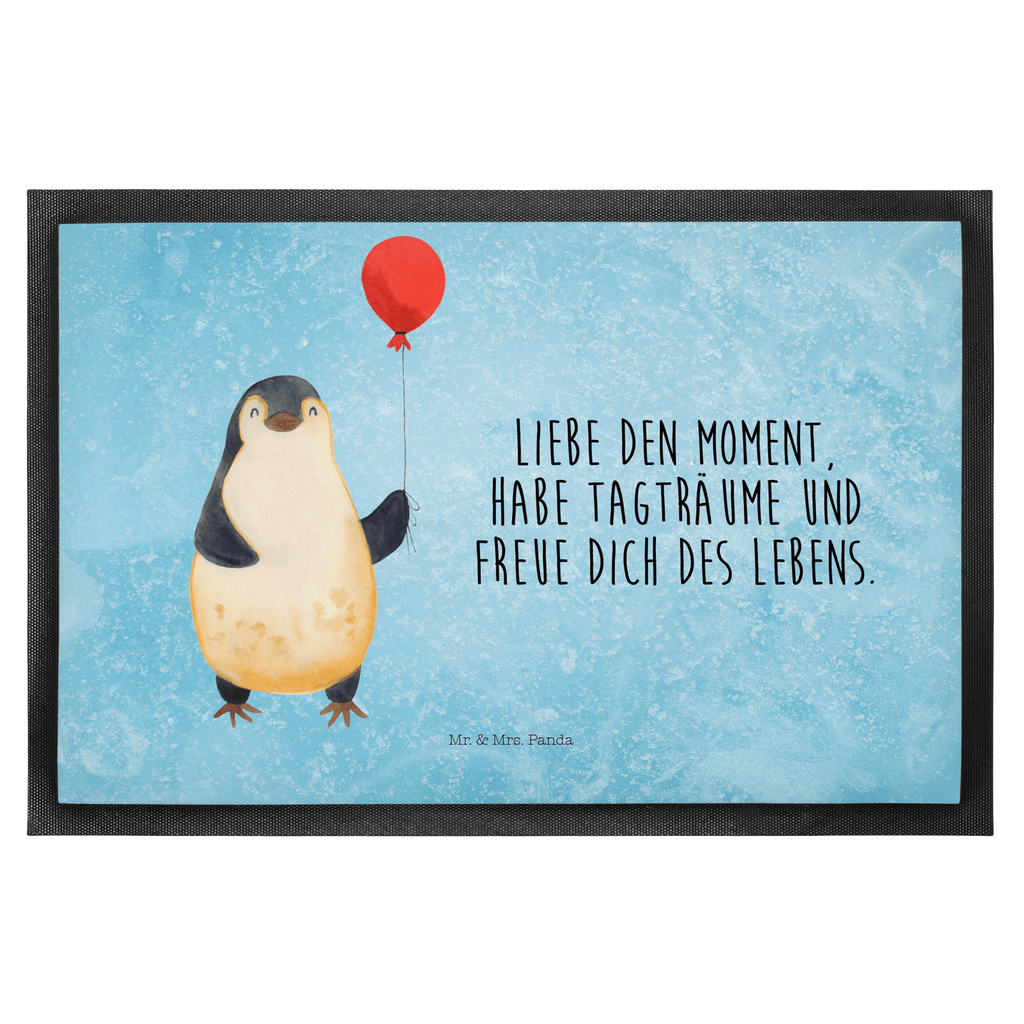Fußmatte Pinguin Luftballon Türvorleger, Schmutzmatte, Fußabtreter, Matte, Schmutzfänger, Fußabstreifer, Schmutzfangmatte, Türmatte, Motivfußmatte, Haustürmatte, Vorleger, Pinguin, Pinguine, Luftballon, Tagträume, Lebenslust, Geschenk Freundin, Geschenkidee, beste Freundin, Motivation, Neustart, neues Leben, Liebe, Glück