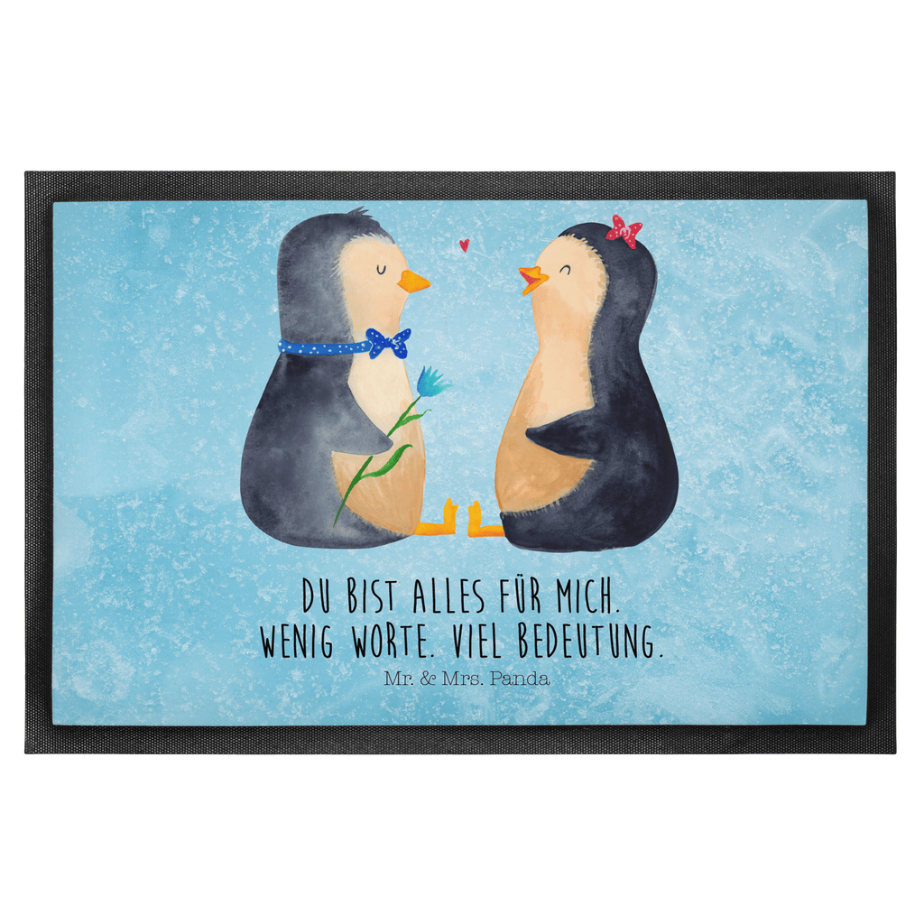 Fußmatte Pinguin Pärchen Türvorleger, Schmutzmatte, Fußabtreter, Matte, Schmutzfänger, Fußabstreifer, Schmutzfangmatte, Türmatte, Motivfußmatte, Haustürmatte, Vorleger, Pinguin, Pinguine, Liebe, Liebespaar, Liebesbeweis, Liebesgeschenk, Verlobung, Jahrestag, Hochzeitstag, Hochzeit, Hochzeitsgeschenk, große Liebe, Traumpaar