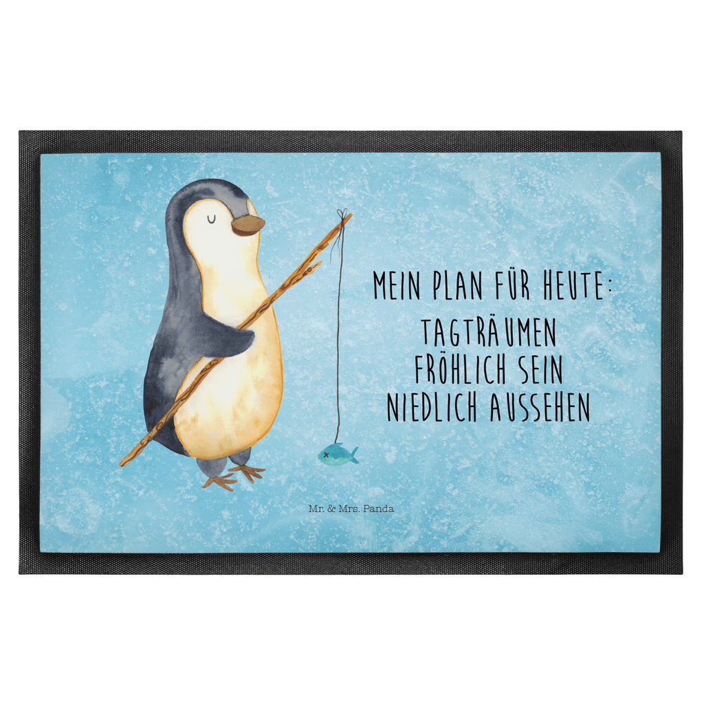 Fußmatte Pinguin Angler Pinguin, Pinguine, Angeln, Angler, Tagträume, Hobby, Plan, Planer, Tagesplan, Neustart, Motivation, Geschenk, Freundinnen, Geschenkidee, Urlaub, Wochenende Türvorleger, Schmutzmatte, Fußabtreter, Matte, Schmutzfänger, Fußabstreifer, Schmutzfangmatte, Türmatte, Motivfußmatte,  Haustürmatte, Vorleger  Pinguin