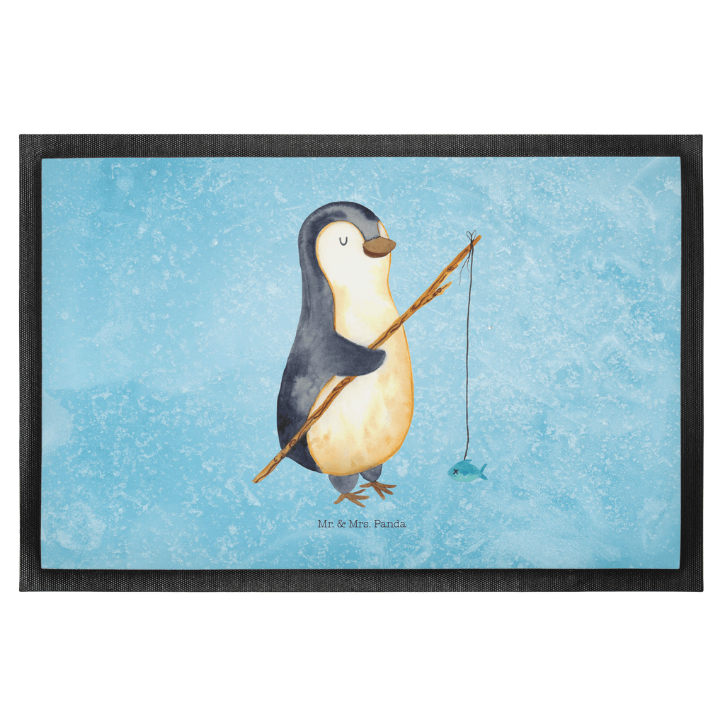 Fußmatte Pinguin Angler Pinguin, Pinguine, Angeln, Angler, Tagträume, Hobby, Plan, Planer, Tagesplan, Neustart, Motivation, Geschenk, Freundinnen, Geschenkidee, Urlaub, Wochenende Türvorleger, Schmutzmatte, Fußabtreter, Matte, Schmutzfänger, Fußabstreifer, Schmutzfangmatte, Türmatte, Motivfußmatte,  Haustürmatte, Vorleger  Pinguin