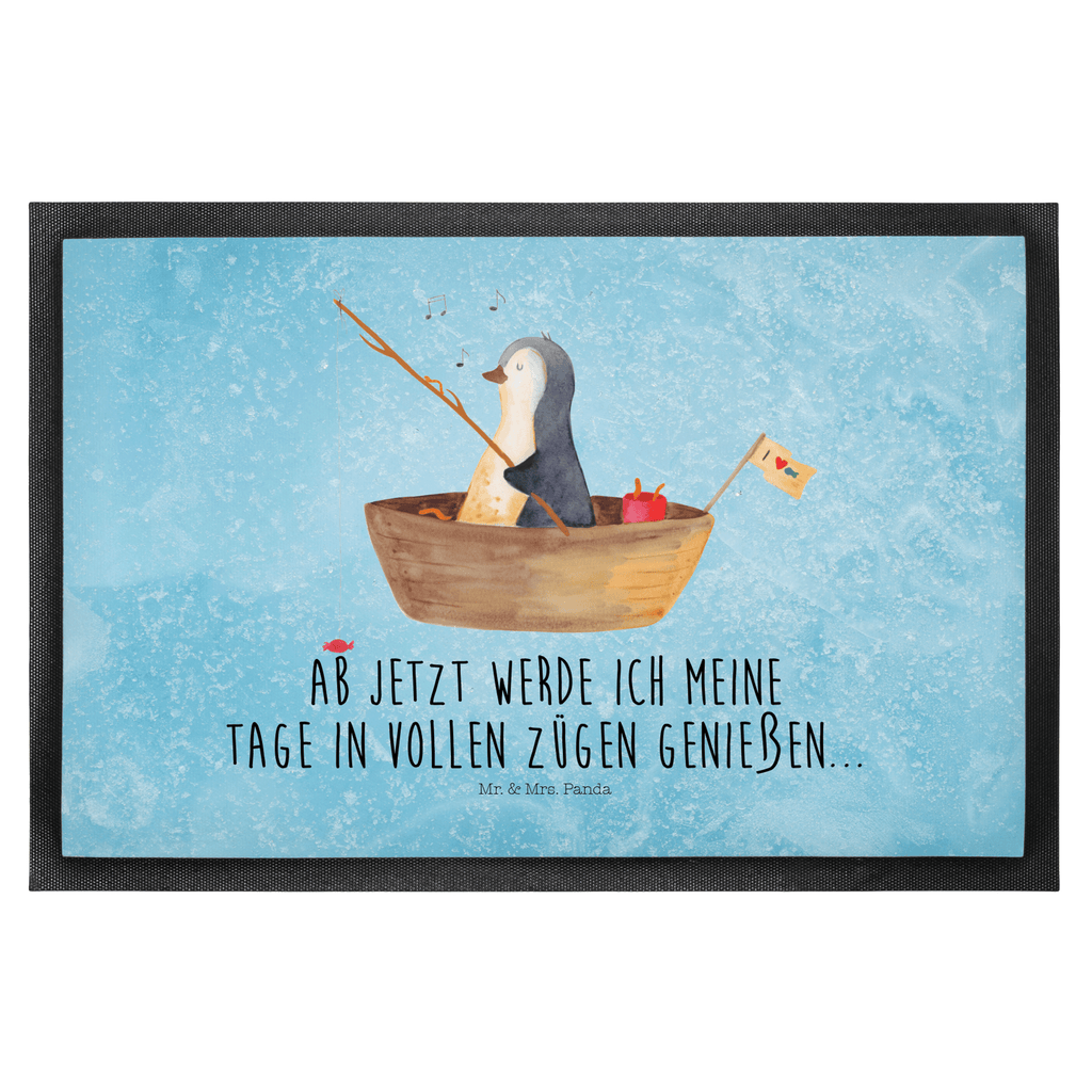 Fußmatte Pinguin Angelboot Türvorleger, Schmutzmatte, Fußabtreter, Matte, Schmutzfänger, Fußabstreifer, Schmutzfangmatte, Türmatte, Motivfußmatte, Haustürmatte, Vorleger, Pinguin, Pinguine, Angeln, Boot, Angelboot, Lebenslust, Leben, genießen, Motivation, Neustart, Neuanfang, Trennung, Scheidung, Geschenkidee Liebeskummer